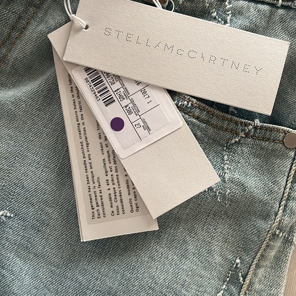 NWT Stella McCartney Italy Blue Denim Distressed Star Short Size 27 - Picture 5 of 13